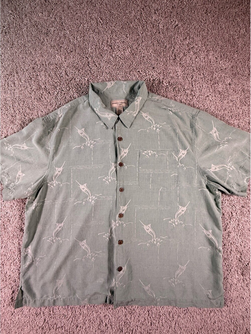 Cezani Paradise Collection Men’s 100% Silk Shirt  Light Green Size XXL